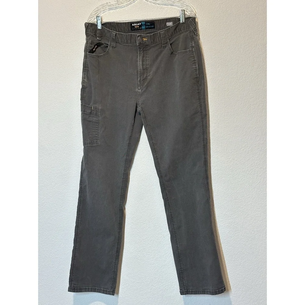 Ariat Rebar M7 Jeans Mens 36x34 Gray Slim Straight Leg Canvas Workwear Carpenter